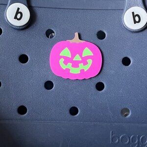 Pink and Green Jack O Lantern Pumpkin Bogg Charm-New!